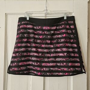 Lady Hagen Pink And Black Paisley Athletic Skort Size 14, Pockets